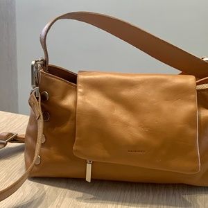 HAMMITT BRAND NEW LEATHER VIP SATCHEL ALMOND TAN WITH RED SUEDE LINING.